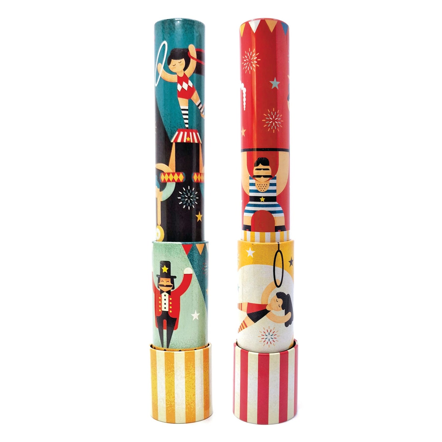 TIN TELESCOPIC KALEIDOSCOPES ‘CIRCUS’ (1 DISPLAY WITH 12 PCS, 2 DESIGNS)